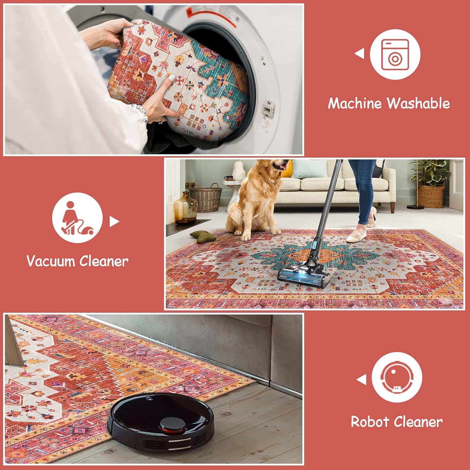 Ultra-Thin Washable Runner Rug 2x7 Pink Non Skid Low Pile a7