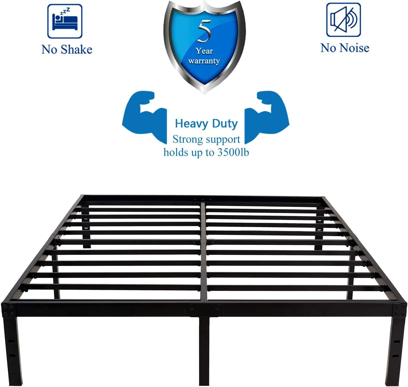 Metal Platform Bed Frame with Steel Slat Support k7m