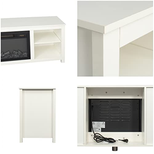Electric Fireplace TV Stand for 65 Inch TV with 4 Shelves White k7