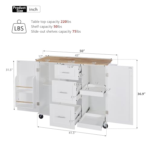 Kitchen Island Cart with Storage and Drop Leaf 7q