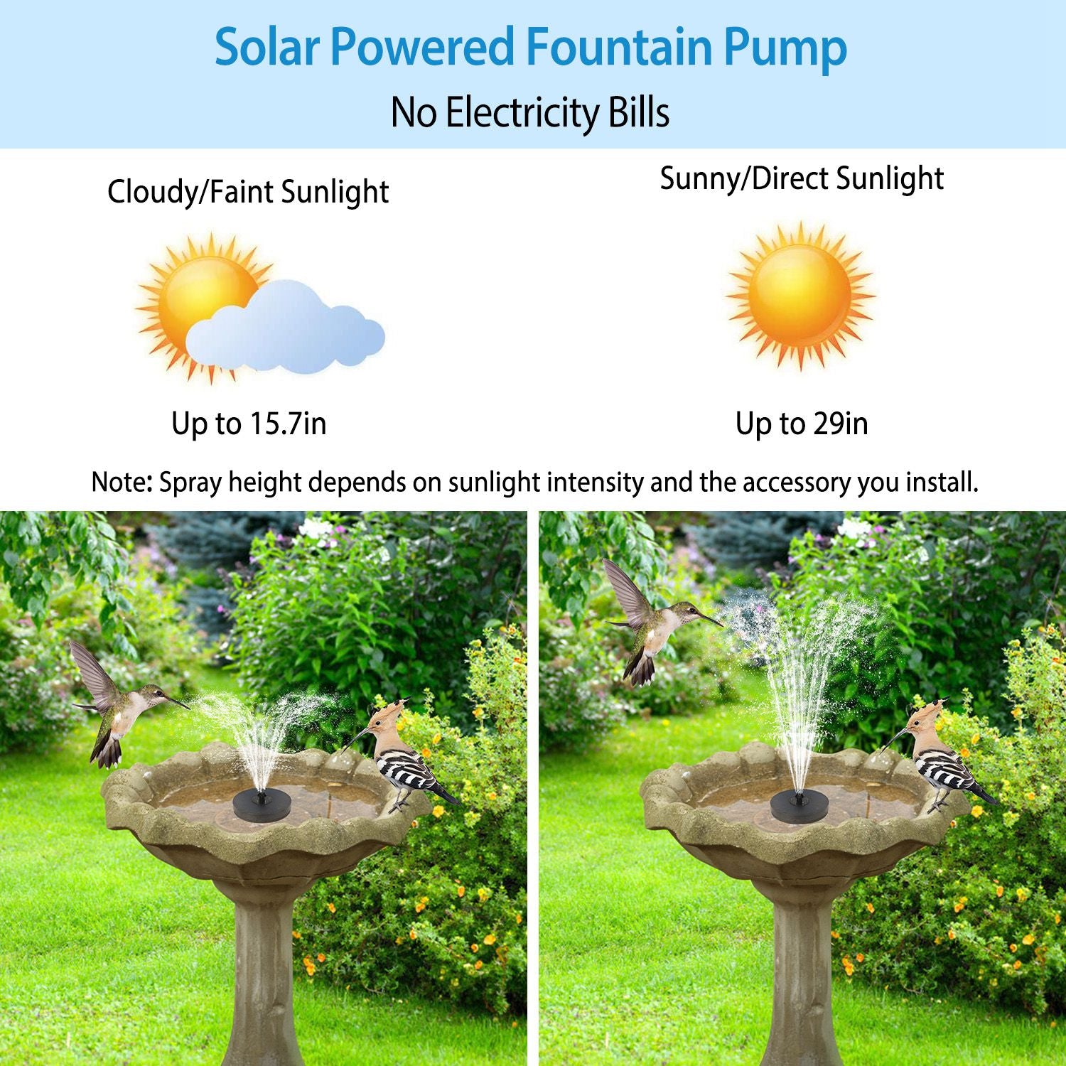 Solar Powered Fountain Pump Floating Bird Bath Pond Pump LED Lights 7 Nozzles k9