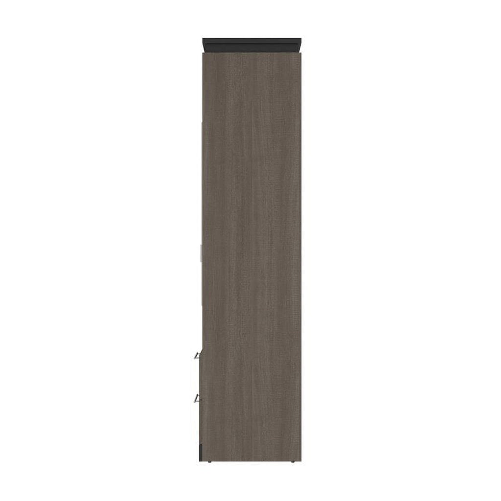 Full Murphy Bed with 2 Bookcases and Drawers, Bark Gray k7