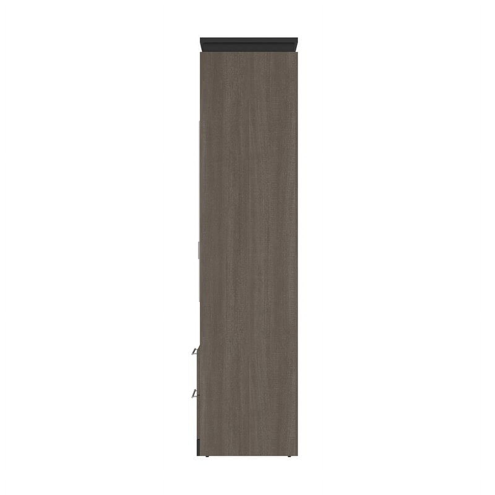 Full Murphy Bed with 2 Bookcases and Drawers, Bark Gray k7