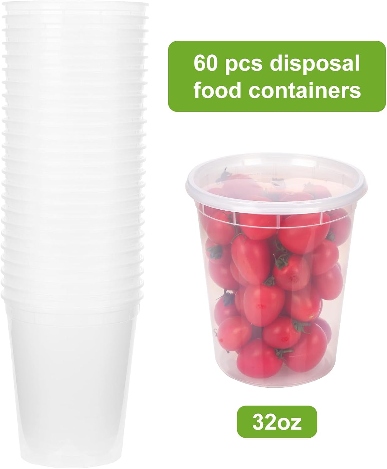 Soup Containers with Lids 60 Sets, Microwaveable Airtight q7