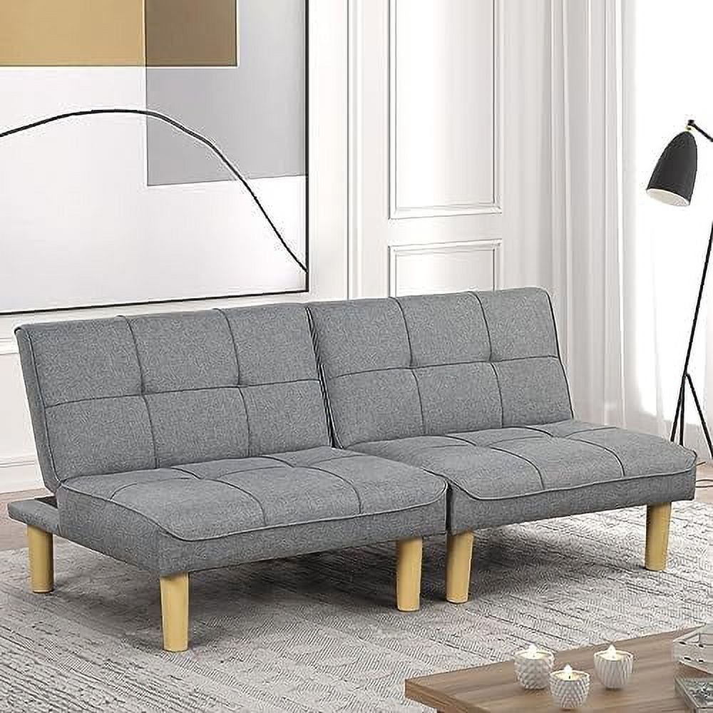Convertible Futon Sofa Bed Twin USB Loveseat Couch Daybed Grey Fabric k7