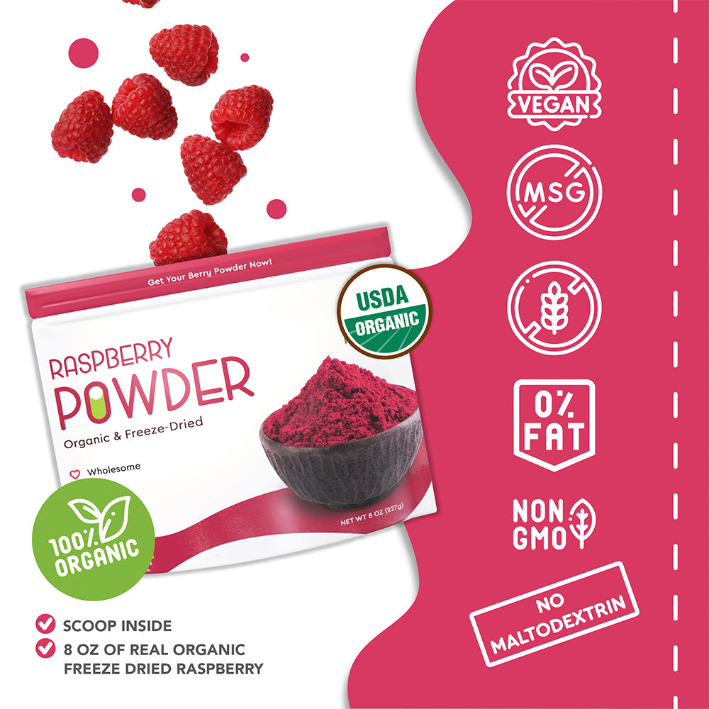 Freeze Dried Raspberry Powder for Smoothie and Baking 8 OZ k7