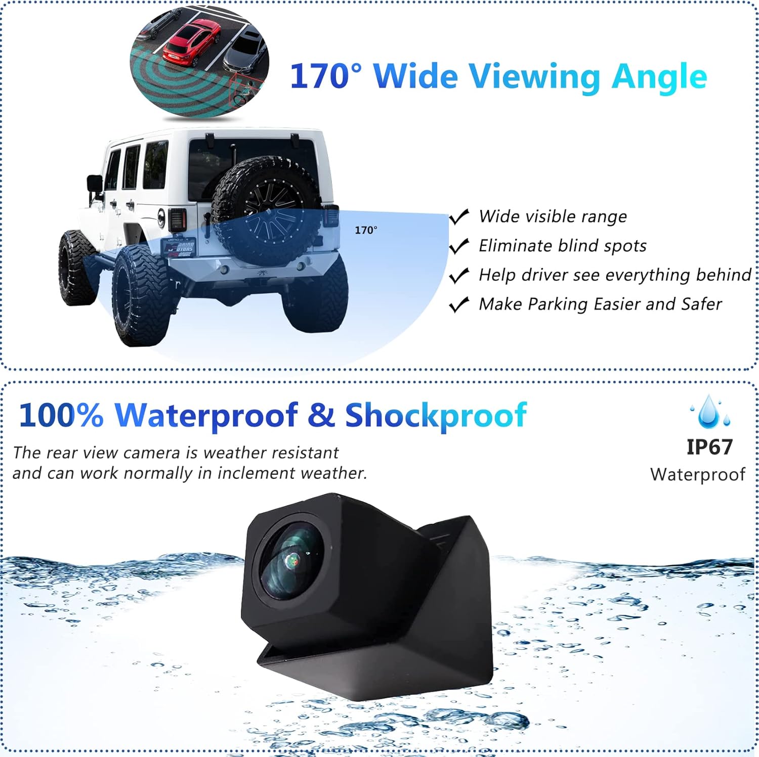 Car Backup Camera Rear View for Jeep Wrangler JK 2007-2018 Spare Tire Mount A7k