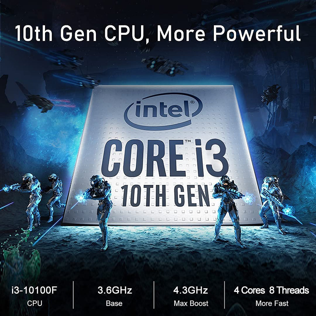 Mini Gaming PC i5 10400F 32GB DDR4 1TB SSD GTX1050Ti 4K Dual Monitor Win10 Pro k7
