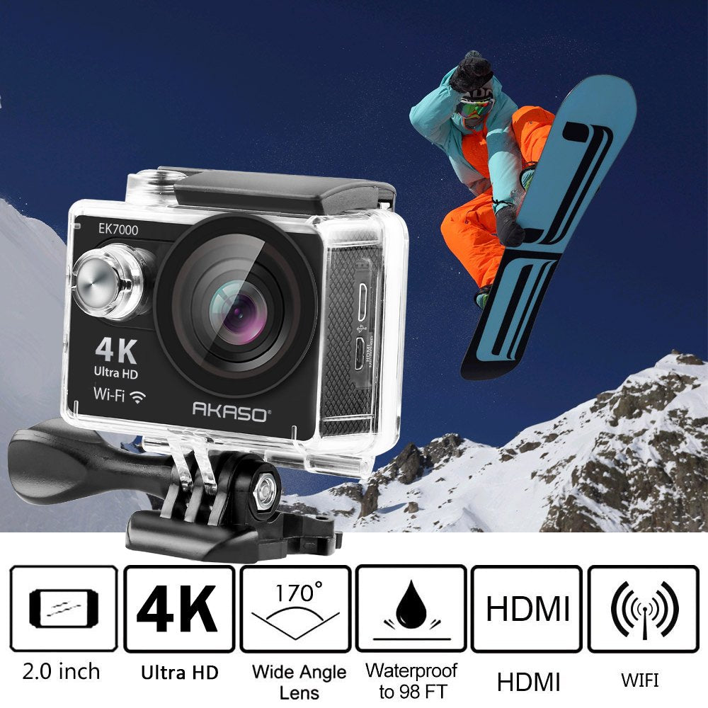 4K Action Camera Waterproof Sports Cam Black k7