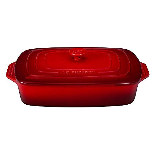 Le Creuset Stoneware Covered Rectangular Casserole, 3.5 qt. (12.5" x 8.5"), Cerise