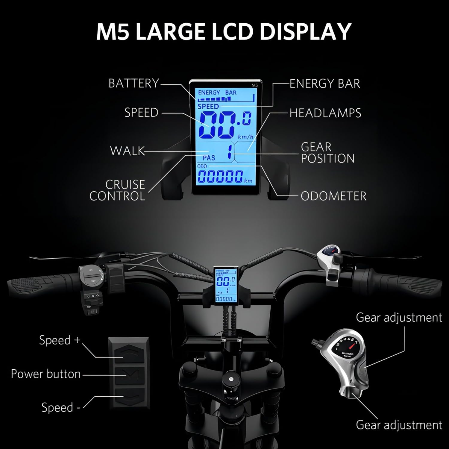 Electric Bike for Adults 20 Fat Tire 750W 48V 15Ah Black k7