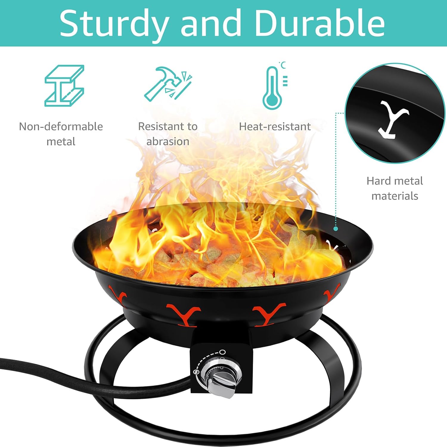 Portable Propane Fire Pit for Camping Outdoor Patio Gas Fireplace k7