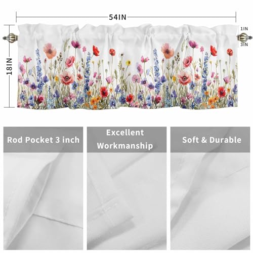 Floral Window Valance Rod Pocket 42x12 Inch a7