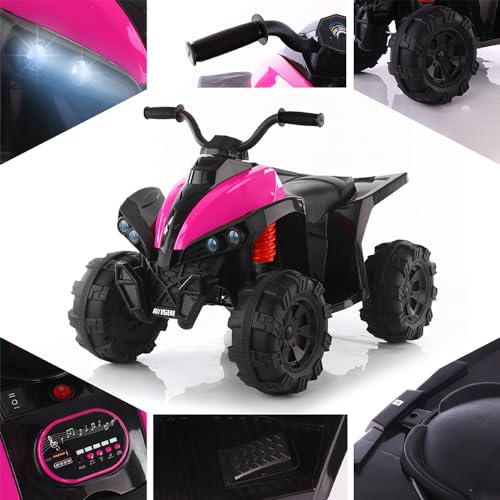 Kids 12V Ride On ATV Car with LED Headlight, Red 7q