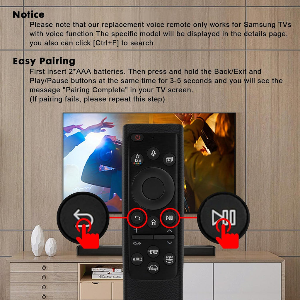 Remote Control for Smart TV Voice Function 2018-2022 OLED QLED UHD Series K7