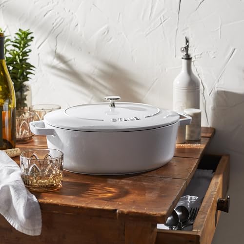 Cast Iron Shallow Oval Dutch Oven 6.25qt White k7