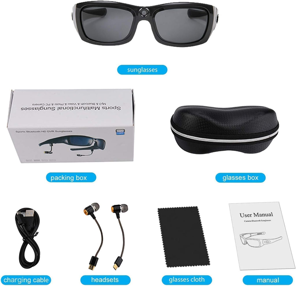 Bluetooth Sunglasses Camera Full HD 1080P Sports Polarized UV Protection A7