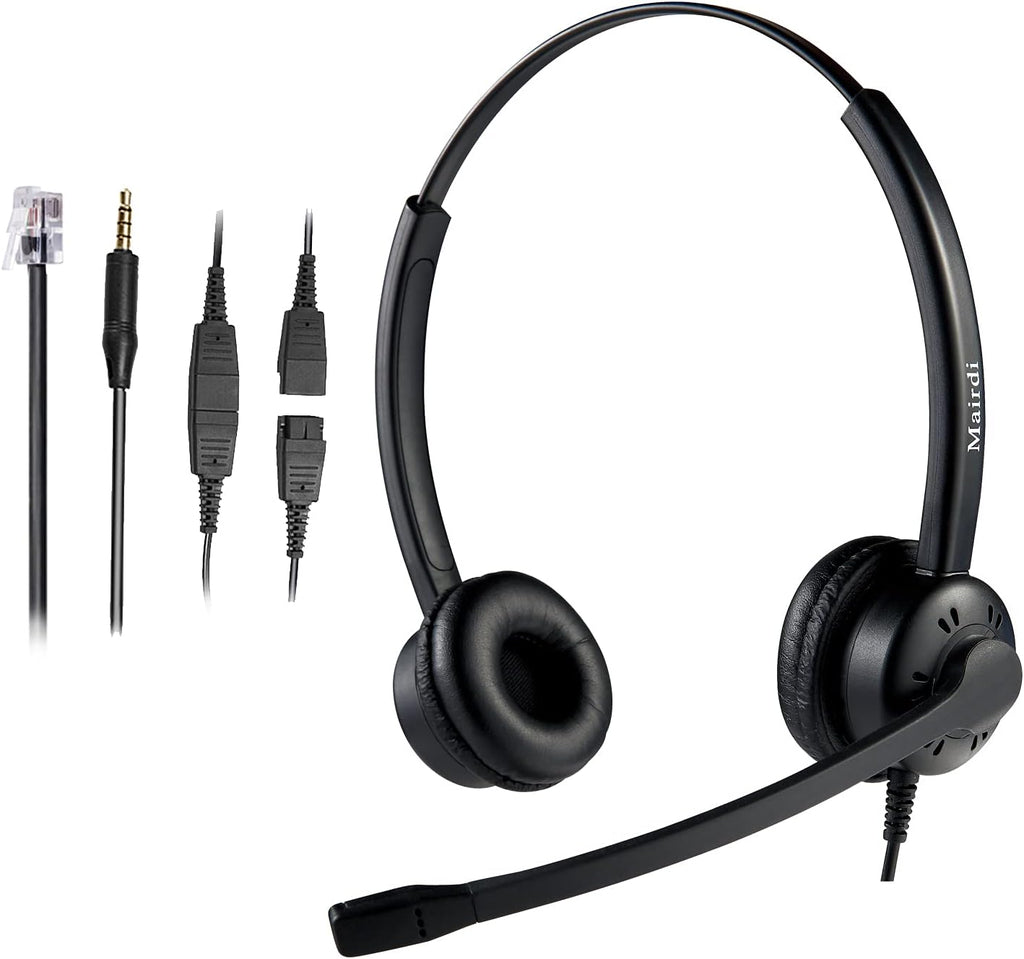 Office Headset with RJ9 & 3.5mm Connector, Noise Cancelling Mic for Call Centers k7