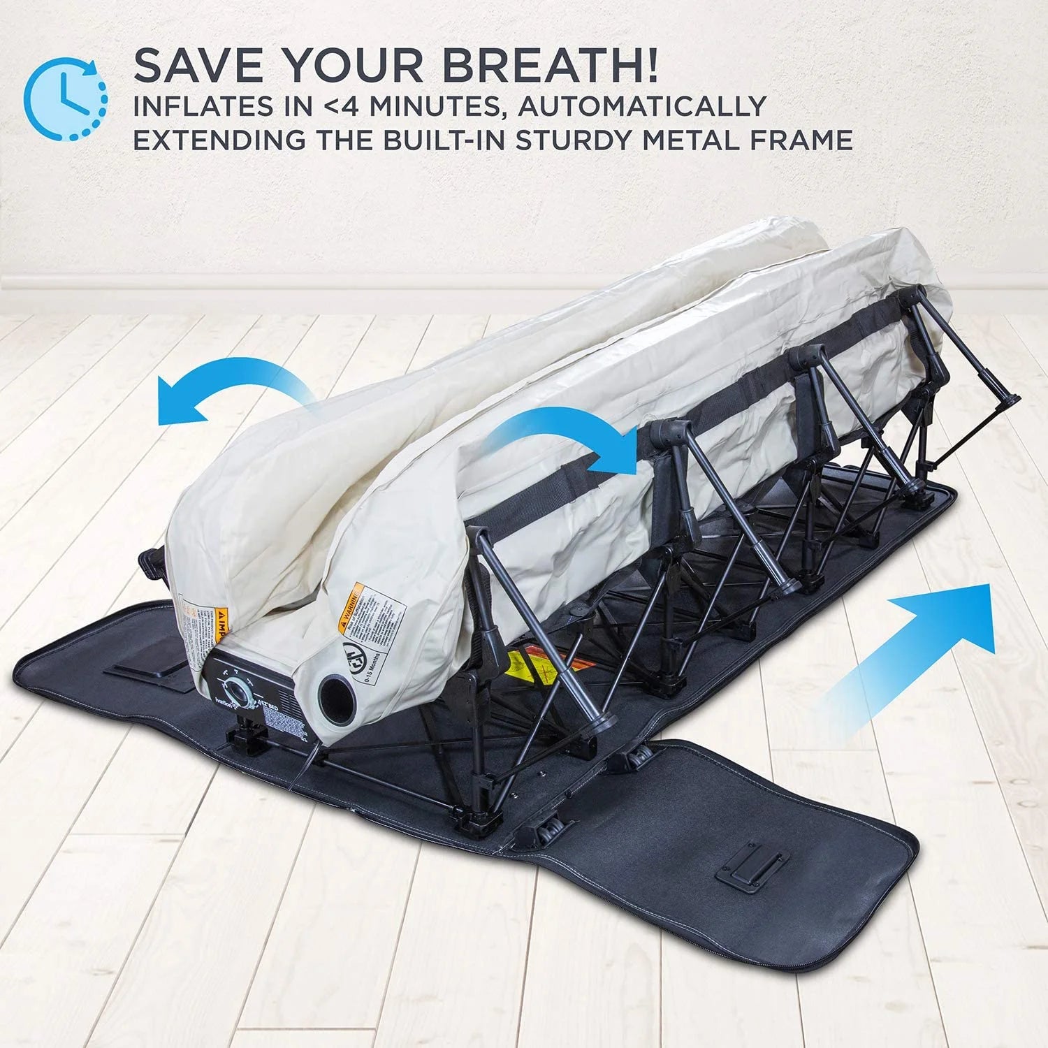 Queen Air Mattress with Frame & Rolling Case Self Inflatable a7