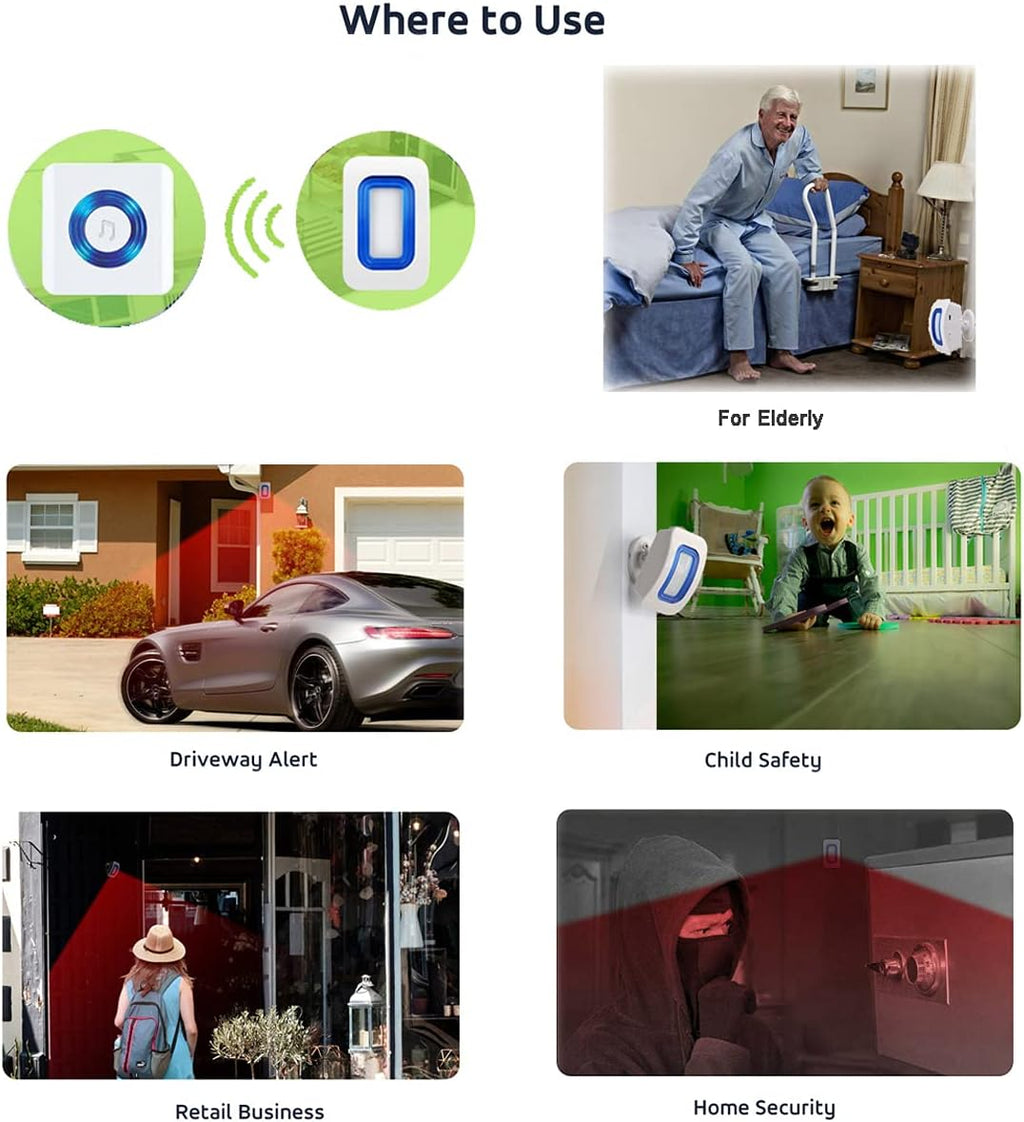 Motion Sensor Alert System for Elderly Fall Prevention 3 Receivers 2 Monitors k7