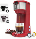 Single Serve Coffee Maker, Single Serve K Cup Coffee Maker for K-Cup Pod & Ground Coffee, Thermal Drip Instant Mini Coffee Machine with Self Cleaning Function, Brew Strength Control