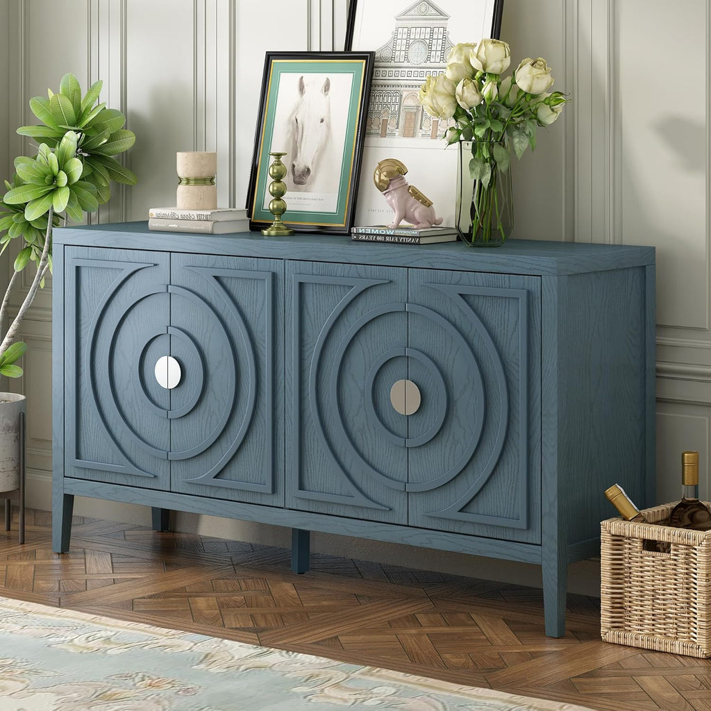 Retro Accent Storage Cabinet with Circular Groove Door A7k