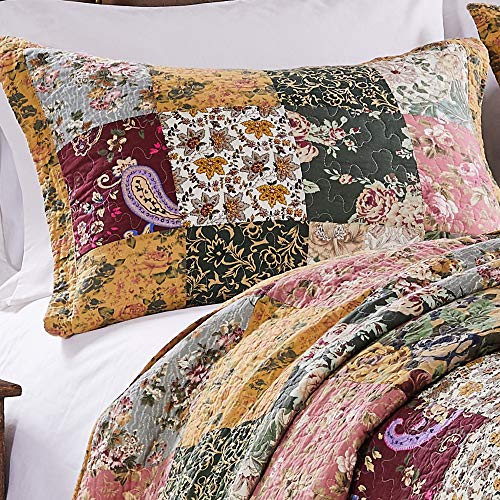 Patchwork Cotton Quilt Set Natural 3-Piece Full Queen k7