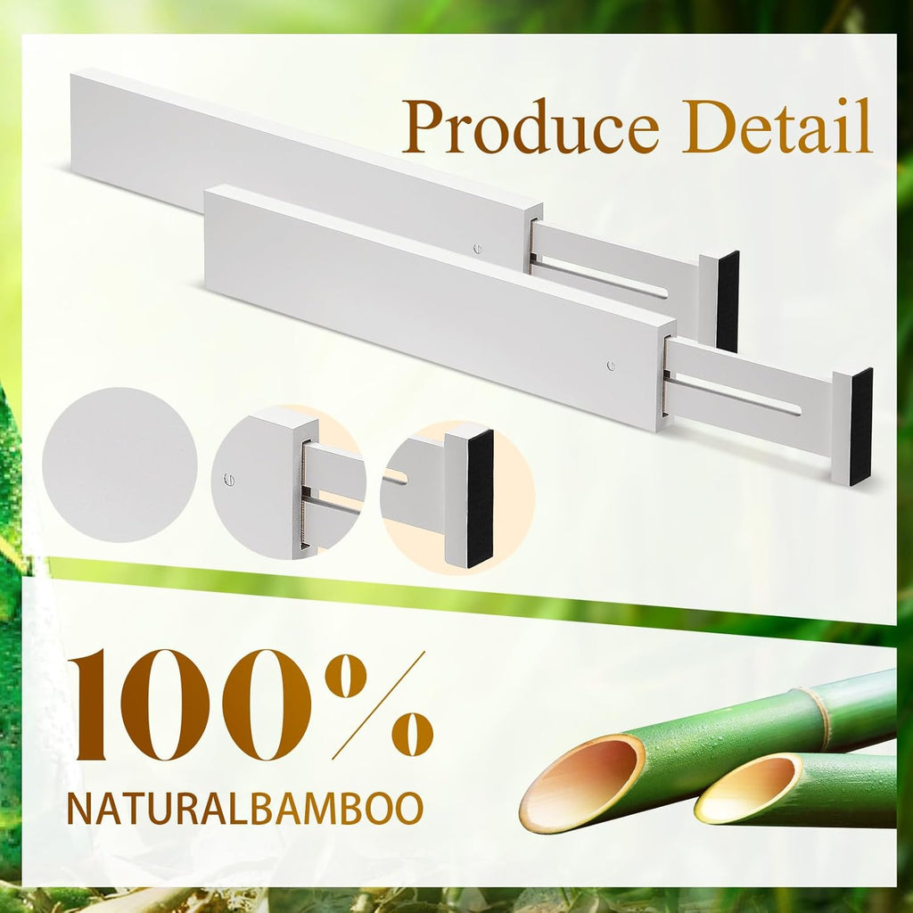 Bamboo Drawer Dividers Organizer White Expandable Adjustable 7k