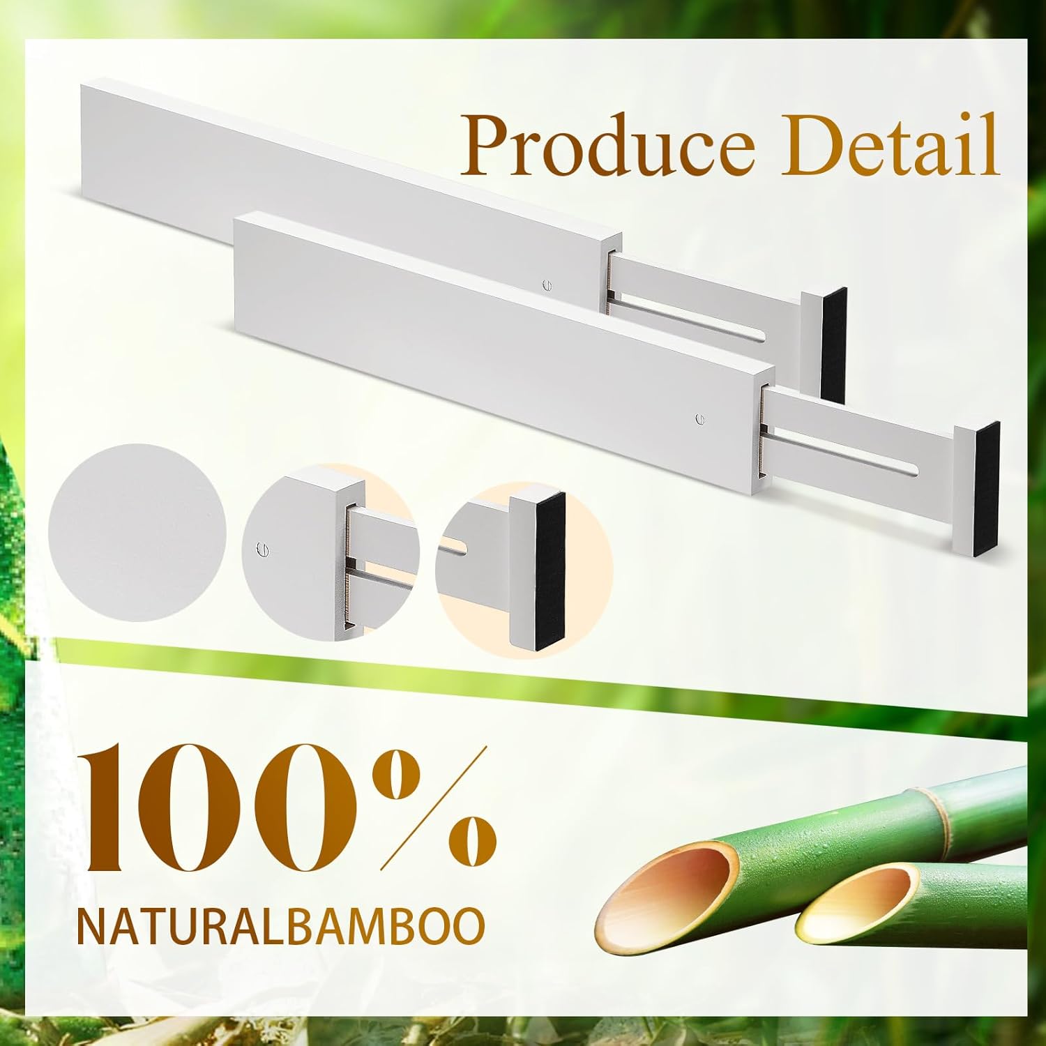 Bamboo Drawer Dividers Organizer White Expandable Adjustable 7k
