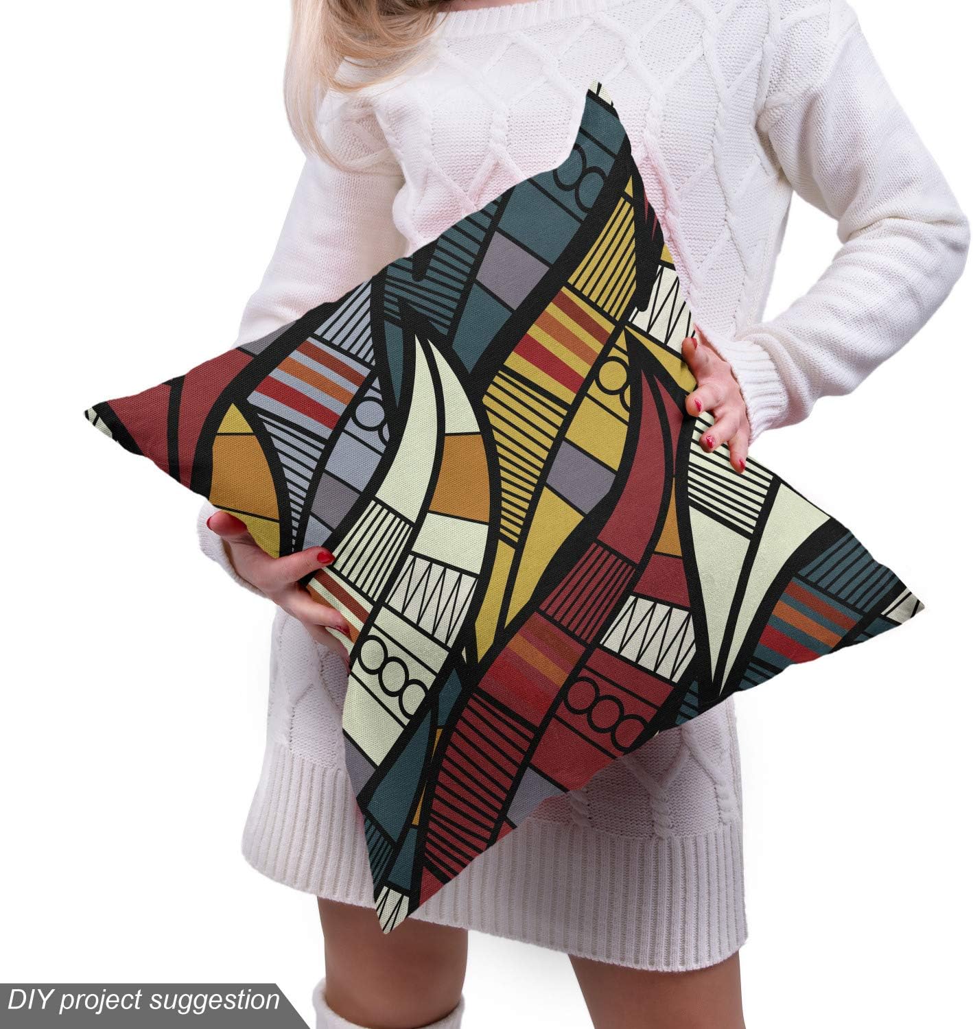 African Fabric by The Yard, Diagonal Abstract Leaves, Ruby Grey a7