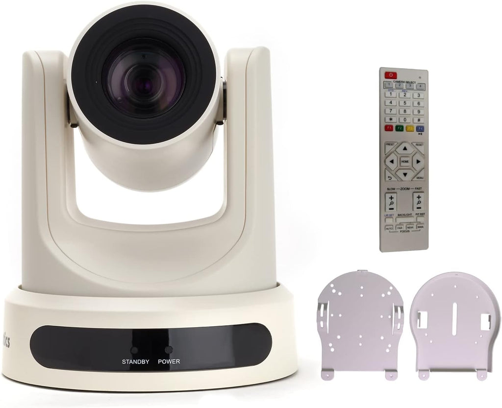 PTZOptics 12x- SDI Gen2 Live Streaming Camera, Grey with PTZOptics and HuddleCam Universal Ceiling Mount, Black (12X Zoom, White)