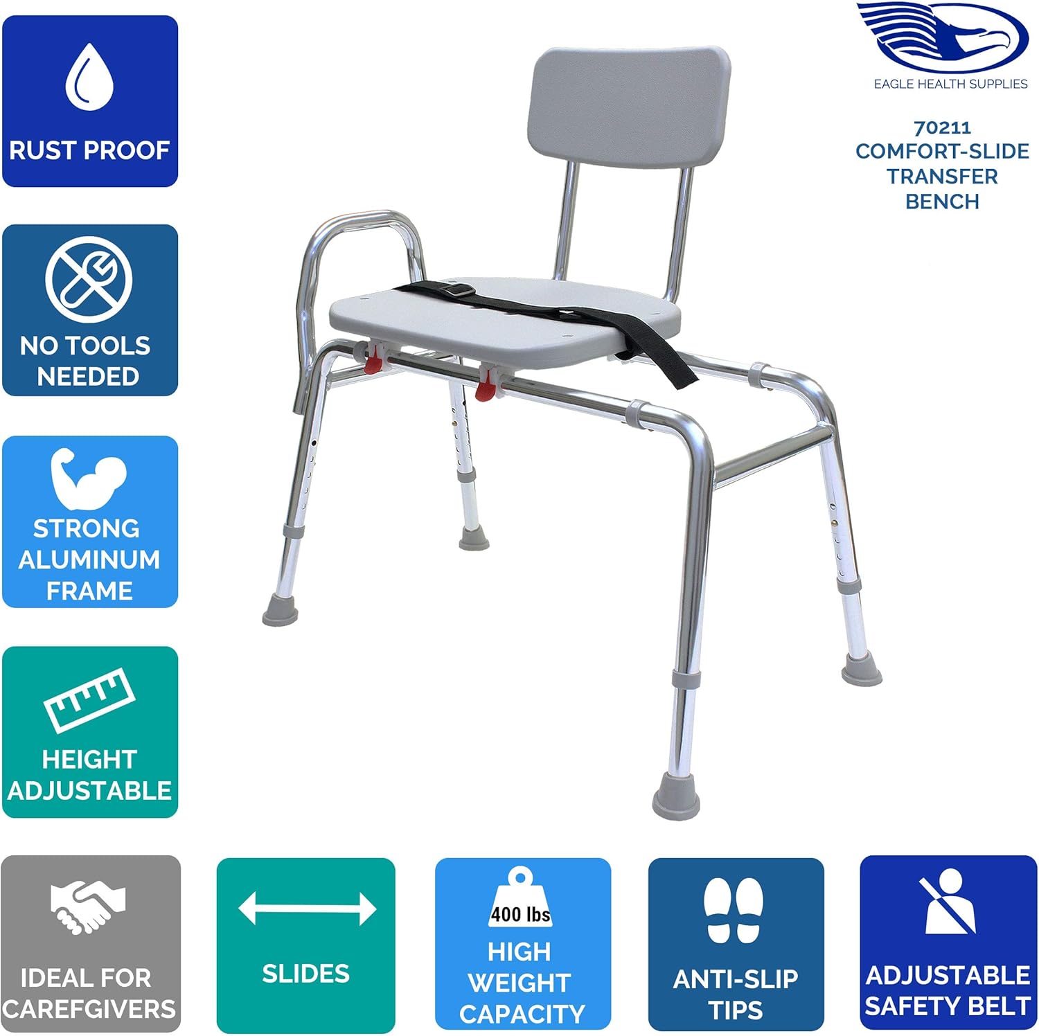 Bathtub Transfer Bench with Sliding Shower Seat a7