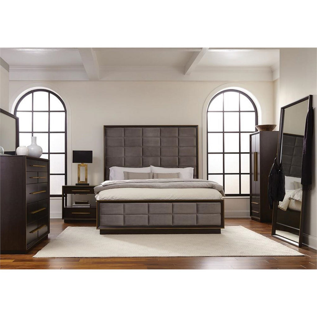 Wood California King Panel Bedroom Set 4-piece Brown Gray k7