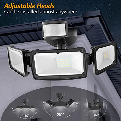 2pack LED Motion Sensor Outdoor Lights 38W 4200LM IP65 Black k7