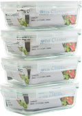 [4-Pack 28oz] Glass Food Storage Containers with Locking Lids - Glass Meal Prep Containers with Lids - Lunch Bento Boxes - 1 Compartment - 4pk Box Set - Transparent Lids - BPA Free and Dishwasher Safe