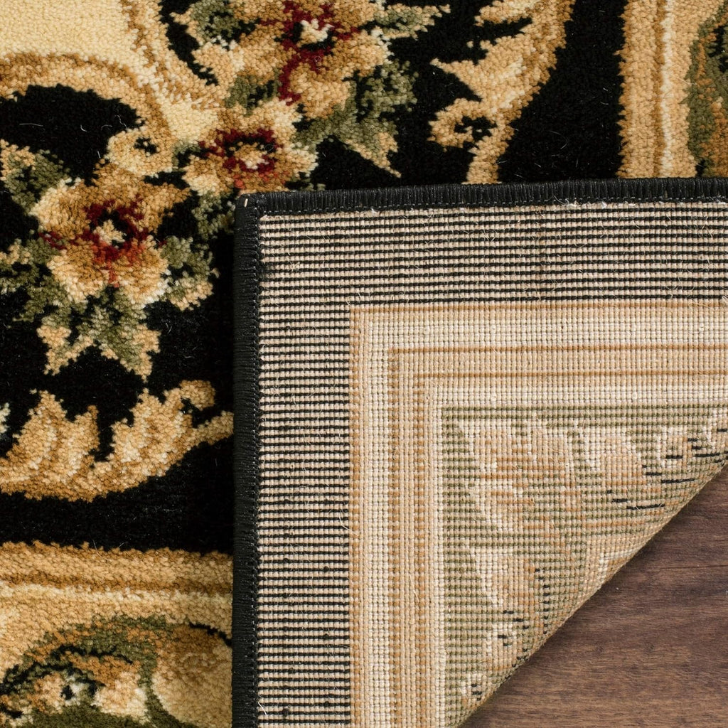 Area Rug 5'3" x 7'6" Black Ivory Medallion Design A7
