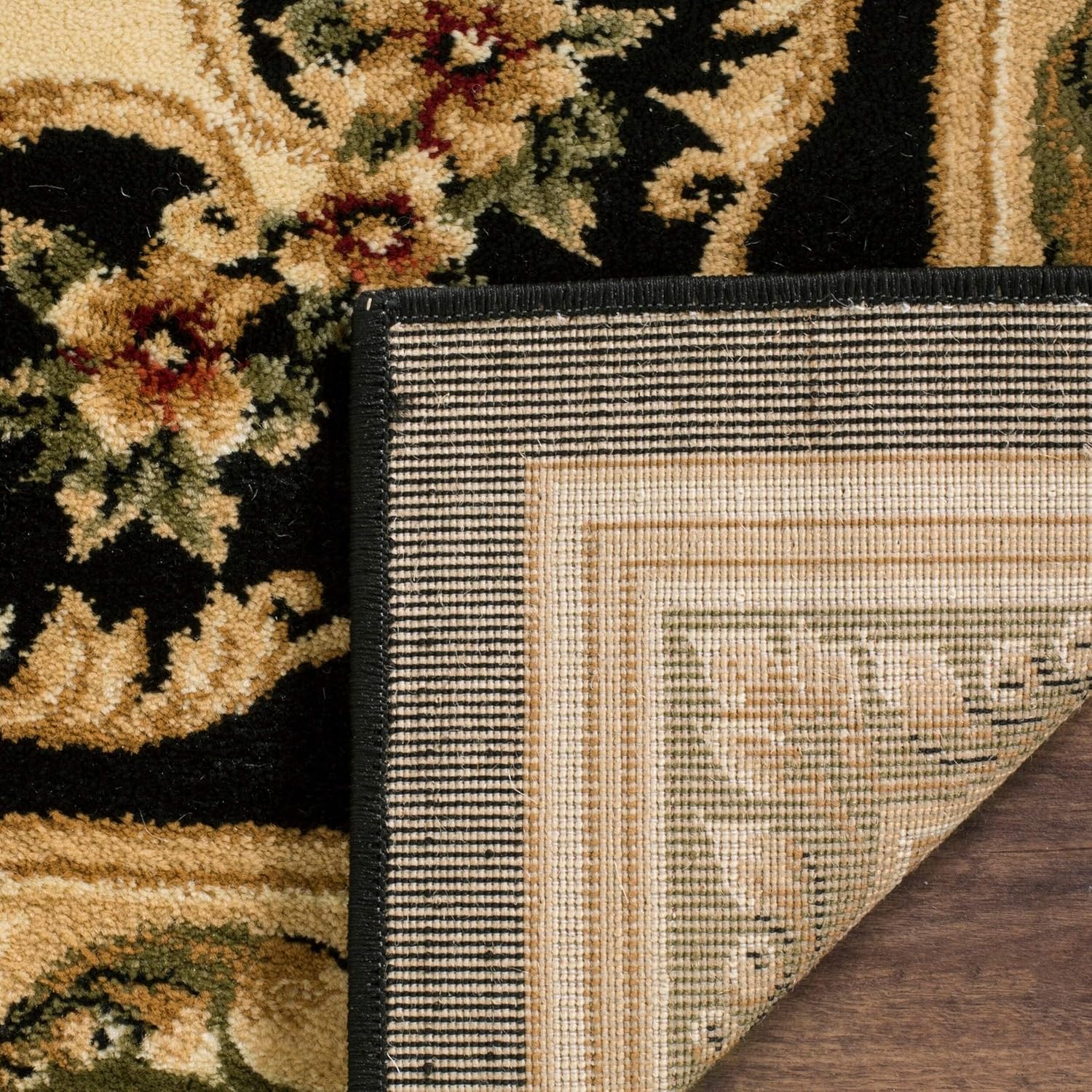 Area Rug 5'3" x 7'6" Black Ivory Medallion Design A7