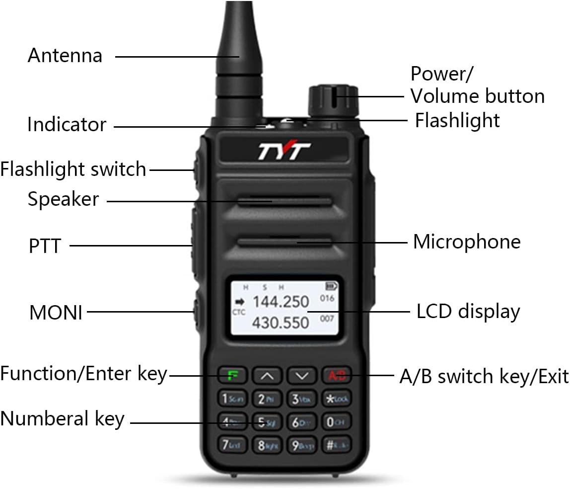 Ham Radio Handheld Two Way Radio Dual Band VHF UHF Walkie Talkies Rechargeable 200 Channels A7
