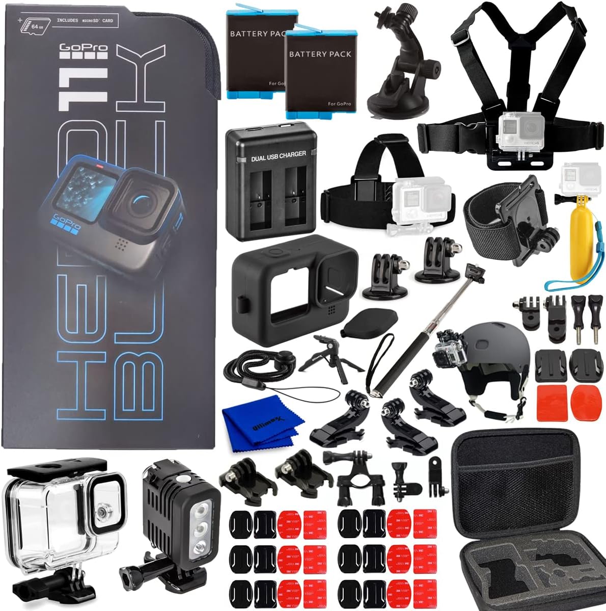 GoPro HERO11 (Hero 11) Black - Waterproof Action Camera with 5.3K Ultra HD Video, 27MP Photos, 1/1.9" Image Sensor, Live Streaming, Webcam + 50 Piece Bundle with 2 Extra Batteries and Charger