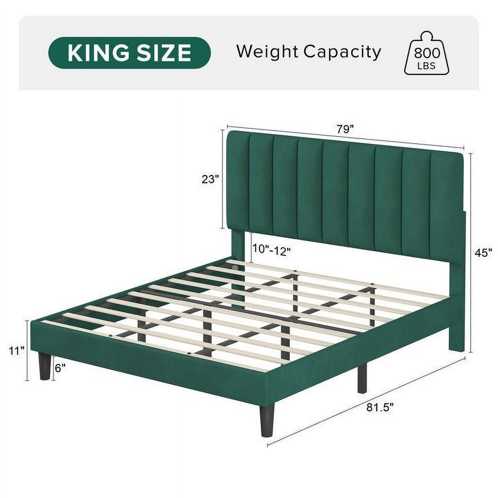King Size Platform Bed Frame Green 7k