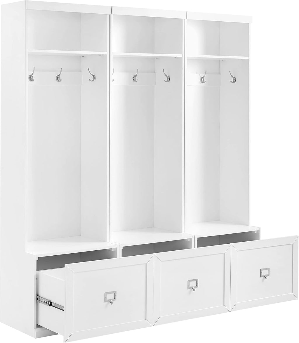 Entryway Set with 3 Hall Trees, White k7