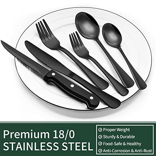 Stainless Steel Flatware Set 24-Piece with Steak Knives A7k