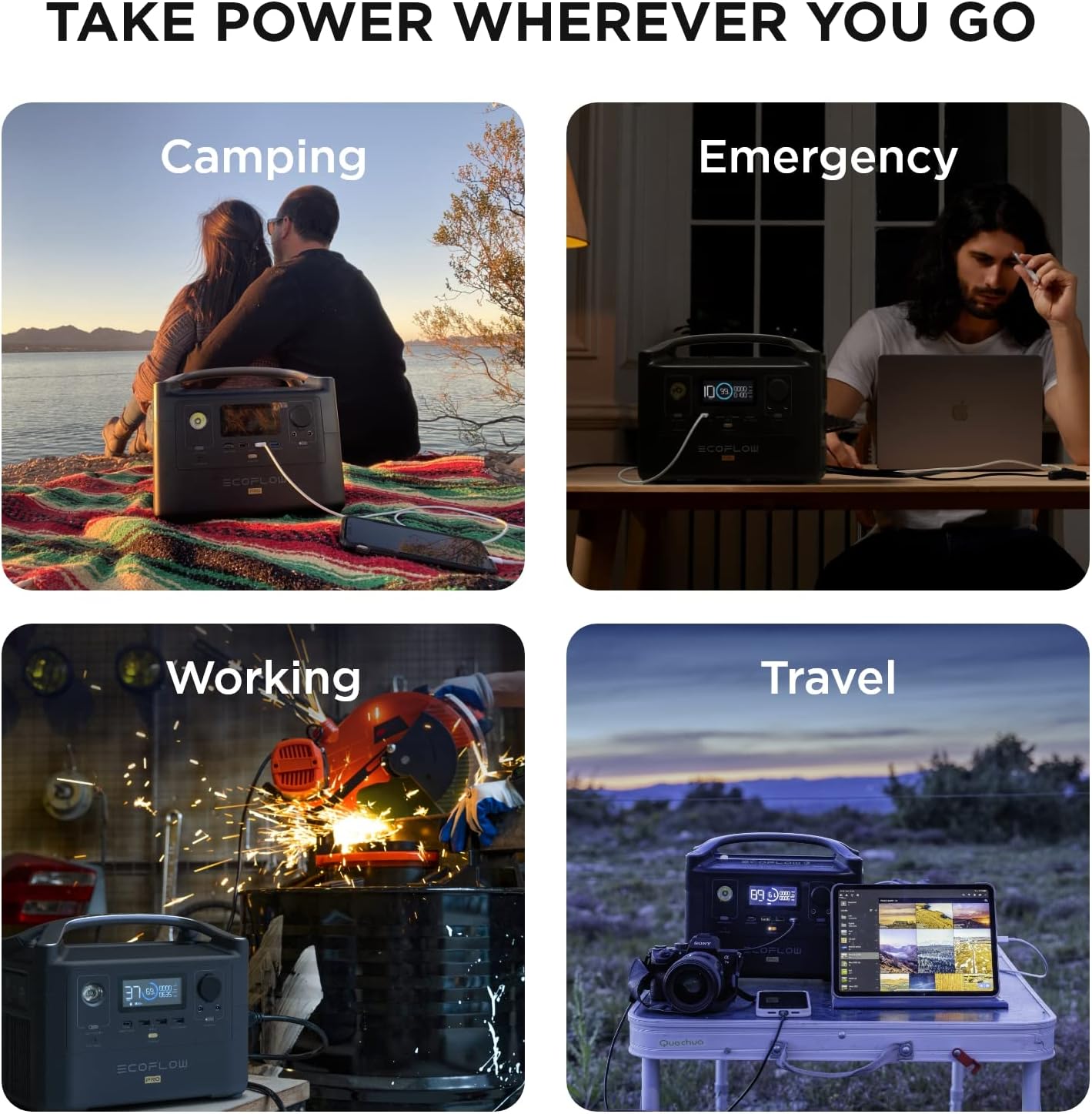 Portable Power Station 720Wh, Camping RV Off-Grid k7