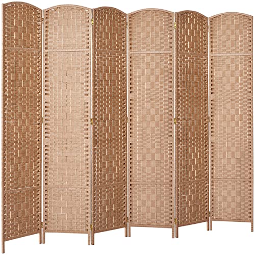 Rose Home Fashion Room Divider, Room Dividers and Folding Privacy Screens, 16" Privacy Screen 8 Panel Room Divider Wall Partition Room Dividers,6 ft.Tall Panle Screen Portable, Light Beige