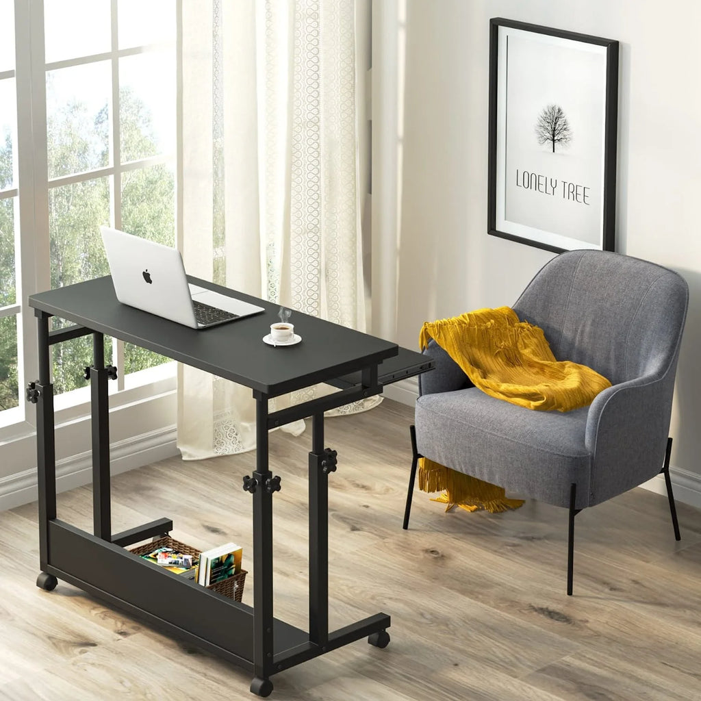 Adjustable Rolling Laptop Cart with Keyboard Tray k7p