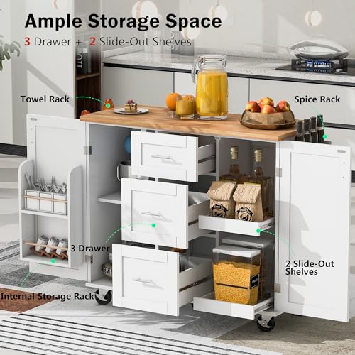 Kitchen Island Cart with Storage and Drop Leaf 7q