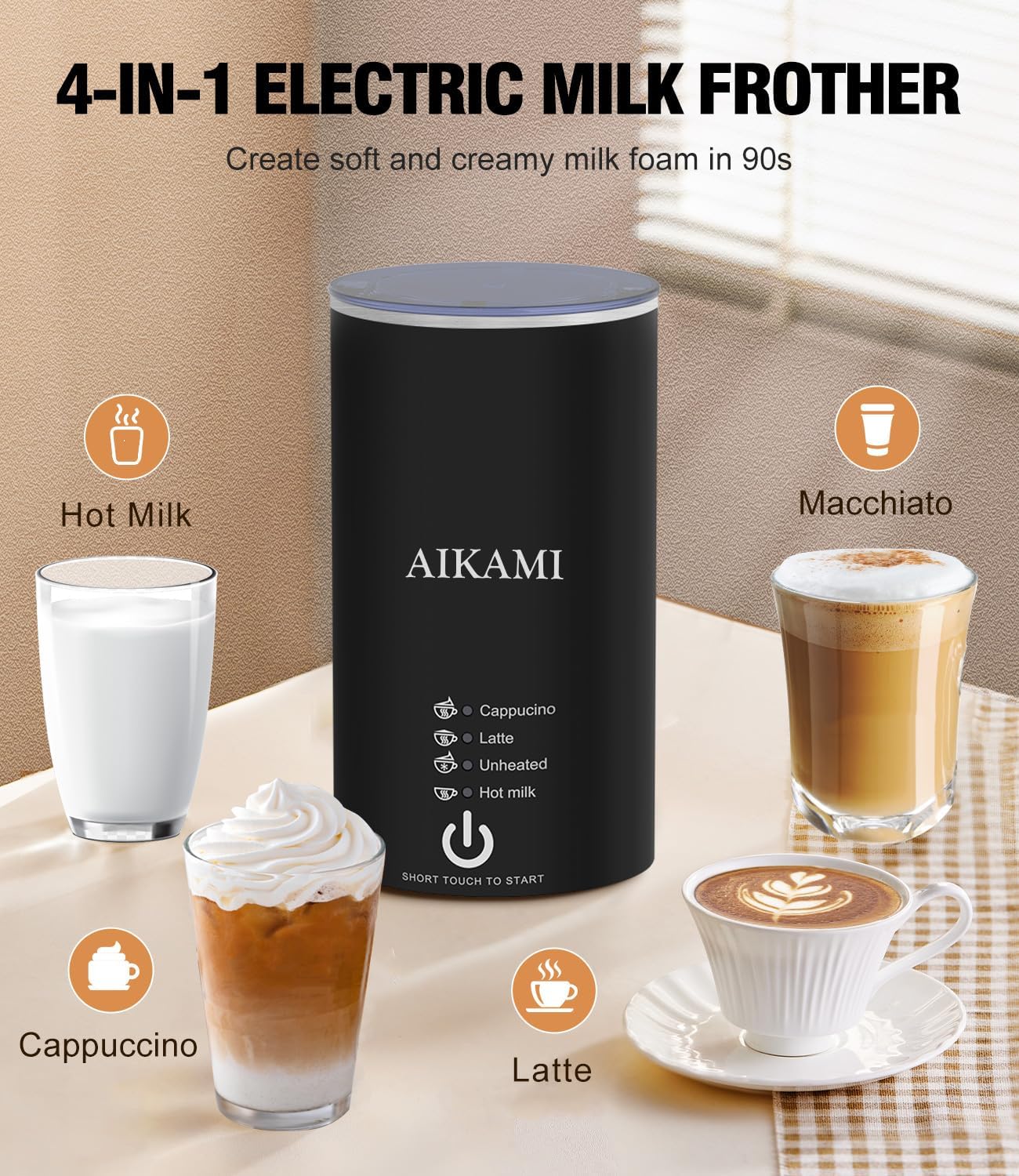 Coffee Maker with Milk Frother, 6-14 Oz Brew Sizes a7