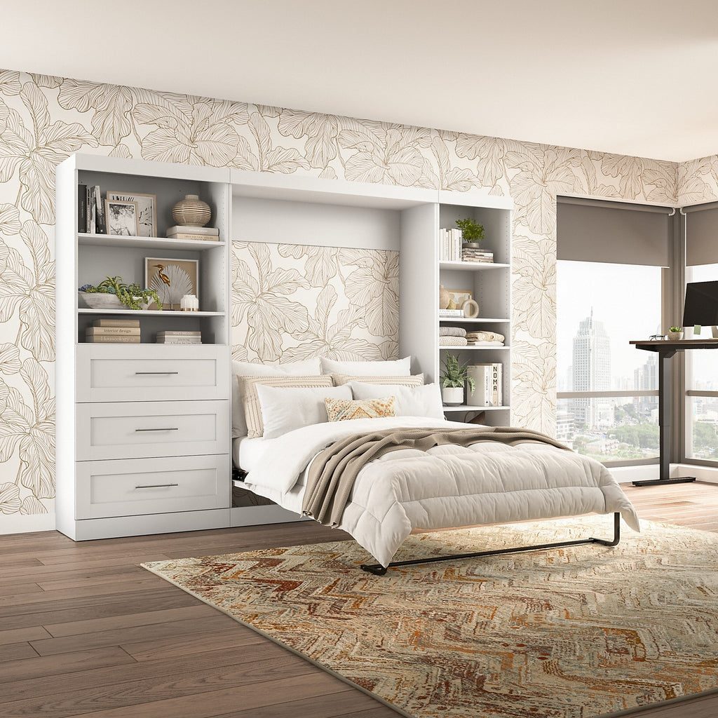 Murphy Bed with Shelving and Drawers Rustic Brown 7k