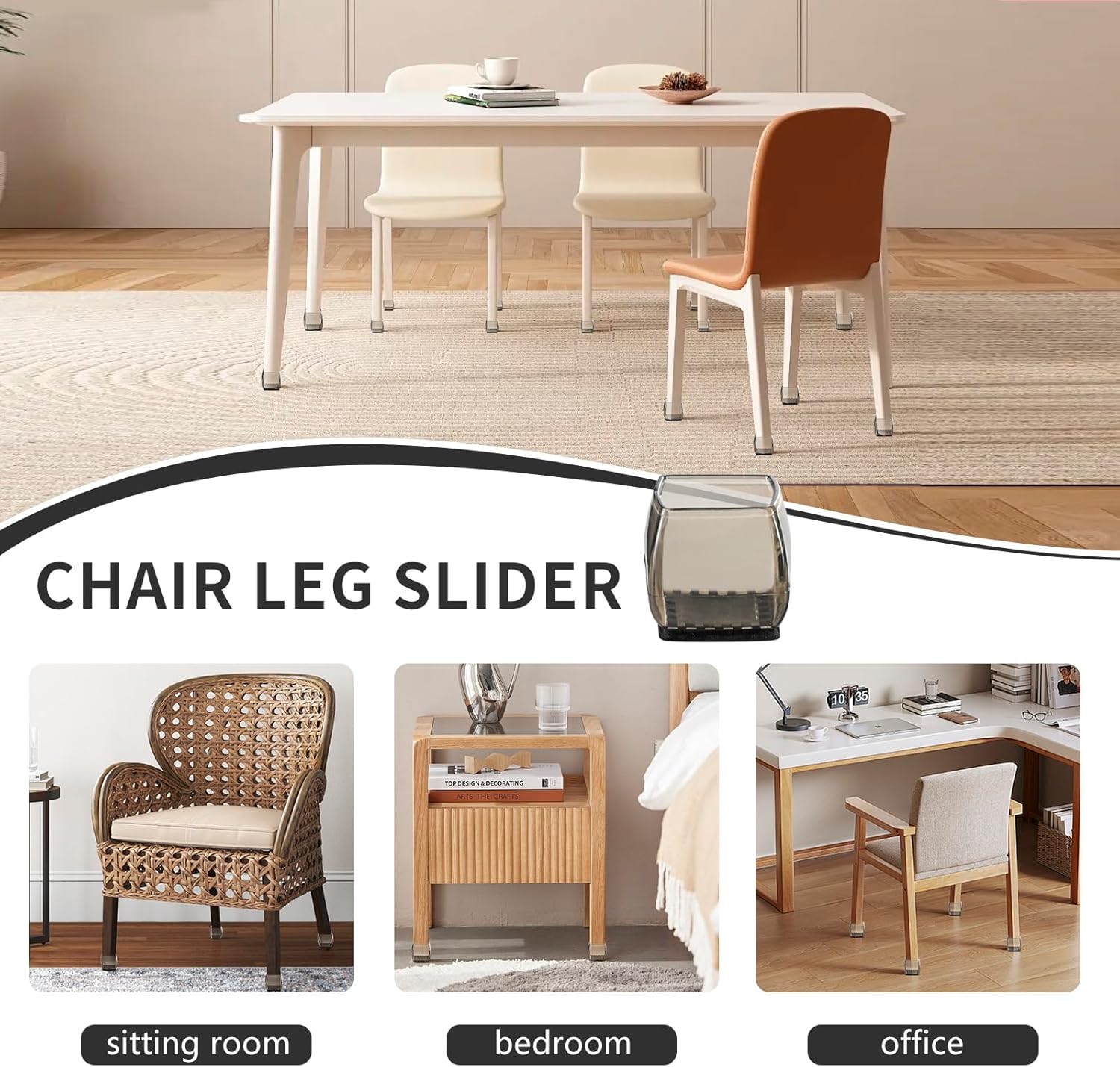 24 Square Chair Leg Floor Protectors Felt Furniture Pads Reduce Noise a7