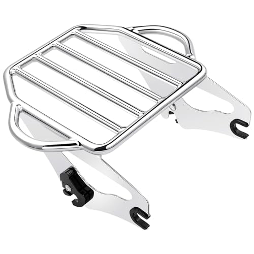 Benlari Chrome Detachable Luggage Rack 2-Up Mounting Rack Compatible for Harley Davidson Touring Road King Street Electra Glide 2009-2024 2021 2020 2019 2018 2017 2016 2015 2014 2013 2012 2011 2023